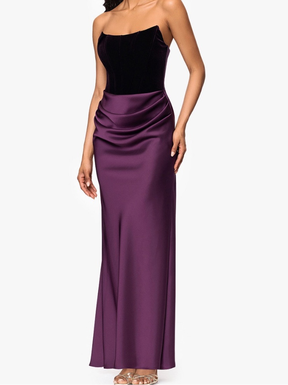 Betsy & Adam Strapless velvet corset dress